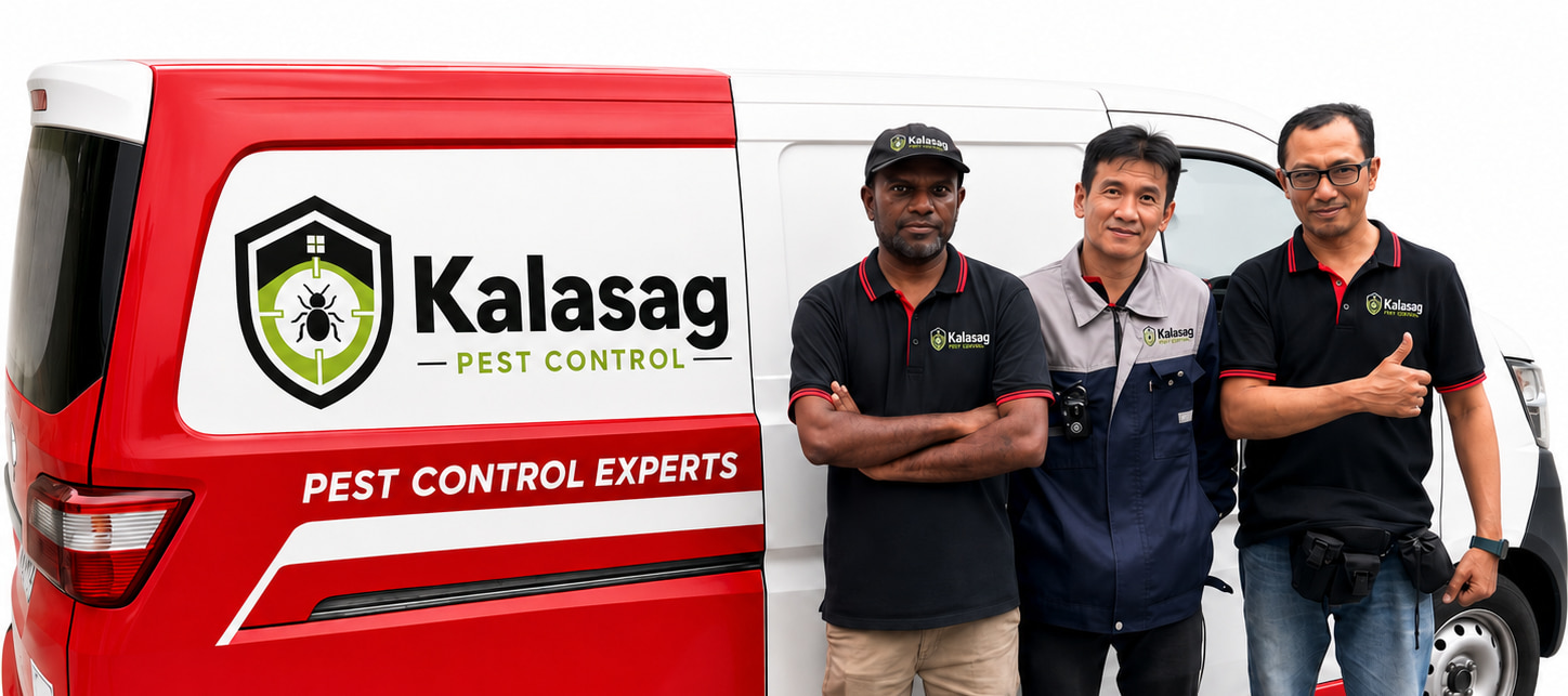 Kalasag Pest Control technicians beside a branded service van